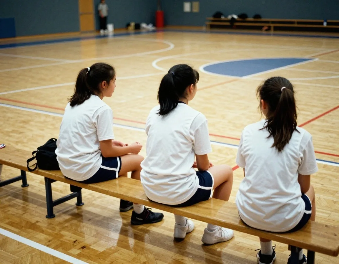 Mädchenmannschaft in einem regionalen Schulturnier vor dem Spiel